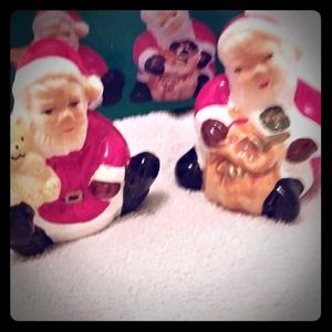 Vintage Earthenware glazed  Salt & Pepper shakers